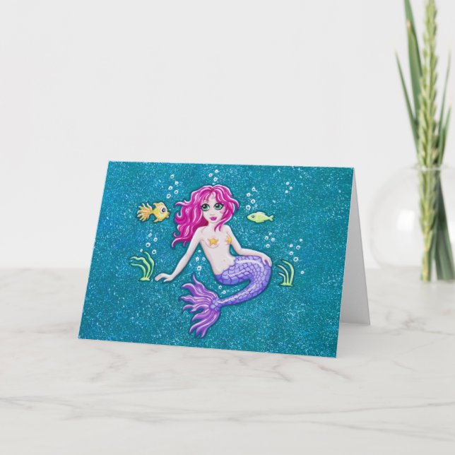 Pretty Mermaid greeting card by Soozie Wray (Front)