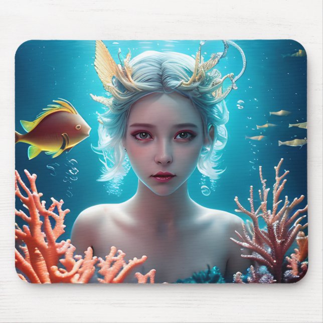 Pretty Mermaid in the Ocean Mouse Pad (Front)
