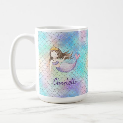 Pretty Mermaid Name Pink Purple Blue Coffee Mug