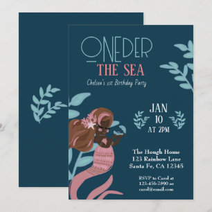 Pretty Mermaid Oneder Sea First Birthday Invitation