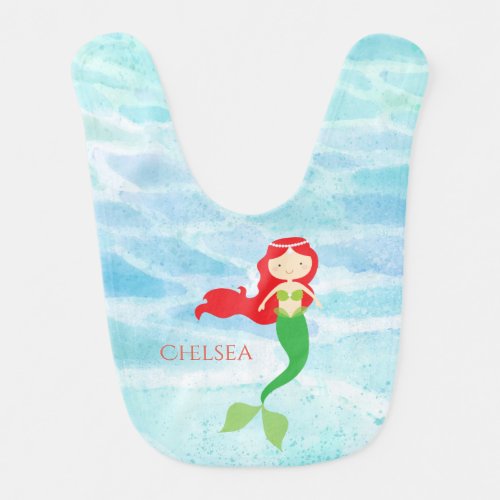 Pretty Mermaid Personalized Baby Bib