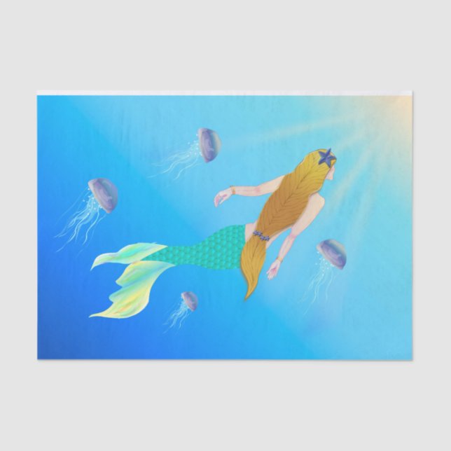 Pretty Mermaid Princess Swimming to Surface Tissue Paper (Front)