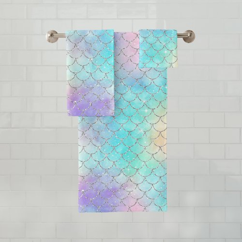 Pretty Mermaid Scales Bath Towel Set