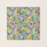 Pretty Mermaid Scales Scarf<br><div class="desc">A luxurious feminine design featuring a pattern of mermaid scales in gorgeous jewel tones of rubies, gem stones and glitter surrounded by a gold outline. A beautiful girly design for any occasion.</div>