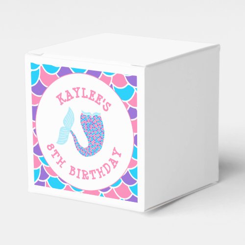 Pretty Mermaid Tail Girl Birthday Party Favor Boxes