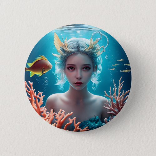 Pretty Mermaid Under the Water Button