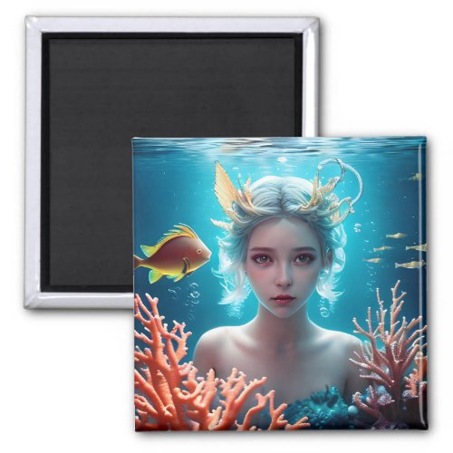 Pretty Mermaid Under Water Magnet