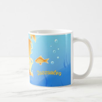 Pretty Mermaid With Goldfish Under Water Coffee Mug by DiaSuuArt at Zazzle