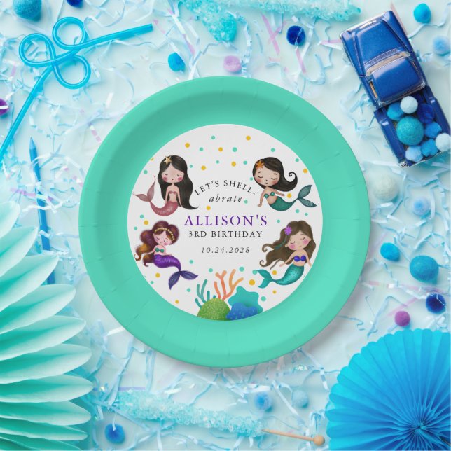 Pretty Mermaids Under the Sea Girls Birthday Paper Plates (Party)