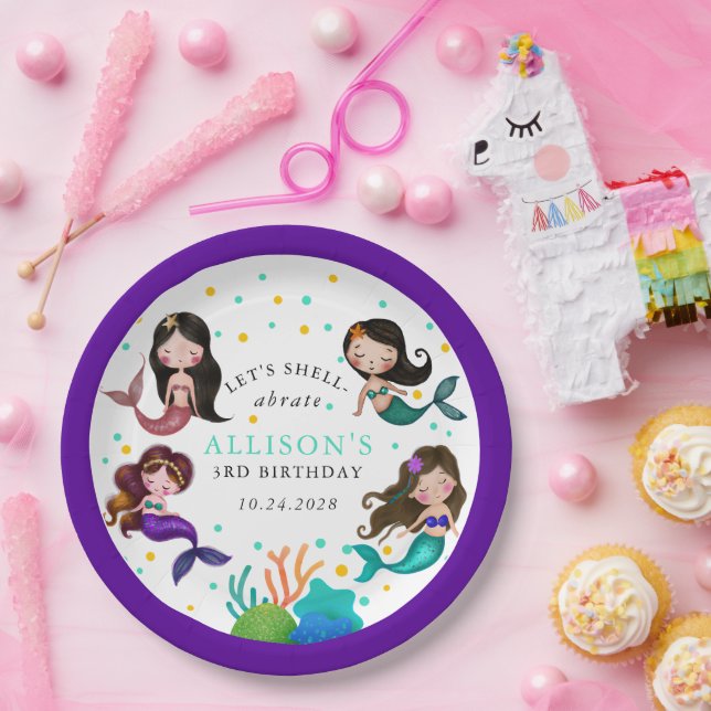 Pretty Mermaids Under the Sea Girls Birthday Paper Plates (Party)