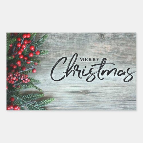 PRETTY MERRY CHRISTMAS CHRISTMAS RECTANGULAR STICKER