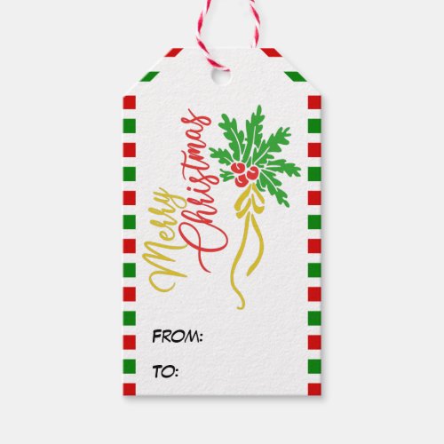 Pretty Merry Christmas Mistletoe Custom From To Gift Tags