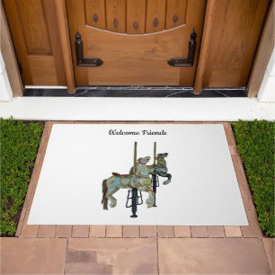 Pretty Merry Go Round Carousel Horses Door Mat