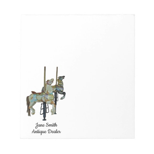 Pretty Merry Go Round Carousel Horses Notepad (Front)