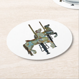 Pretty Merry Go Round Carousel Horses Paper Coaster