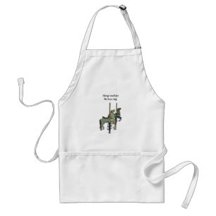 Pretty Merry Go Round Carousel Horses Pocket Adult Apron