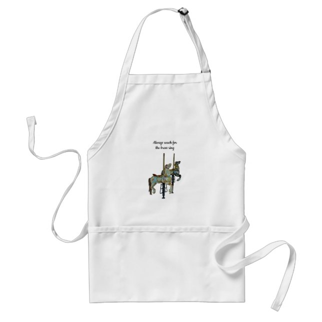 Pretty Merry Go Round Carousel Horses Pocket Adult Apron (Front)