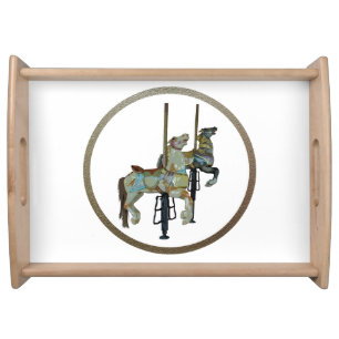 Pretty Merry Go Round Carousel Horses Serving Tray
