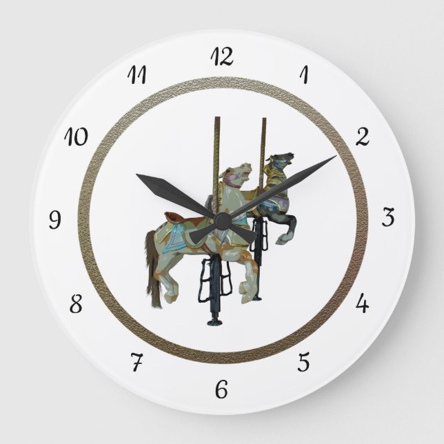 Pretty Merry Go Round Carousel Horses Wall Clock (Front)