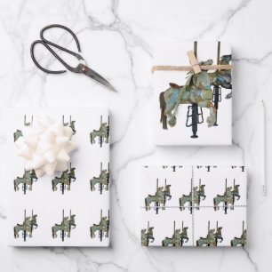 Pretty Merry Go Round Carousel Horses  Wrapping Paper Sheets