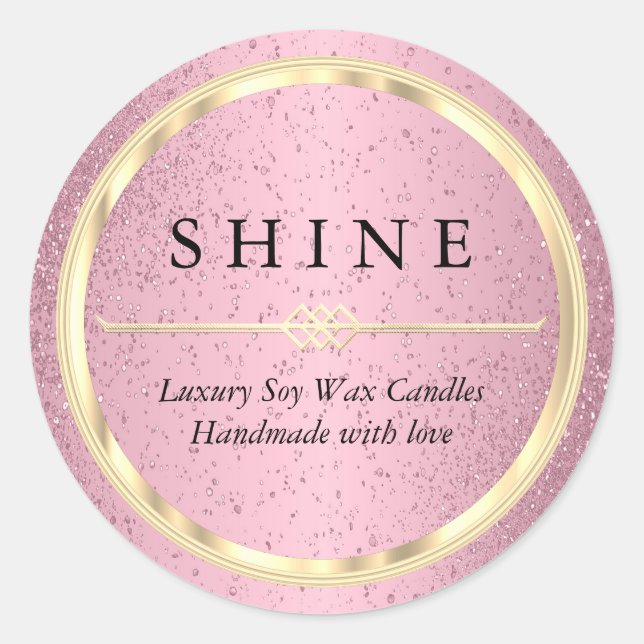 Pretty Metallic Gold and Pink Glitter Labels (Front)