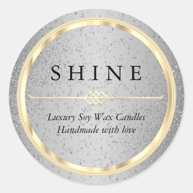 Pretty Metallic Gold and Silver Glitter  Classic Round Sticker (Front)
