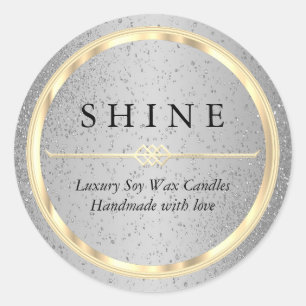 Pretty Metallic Gold and Silver Glitter Classic Round Sticker