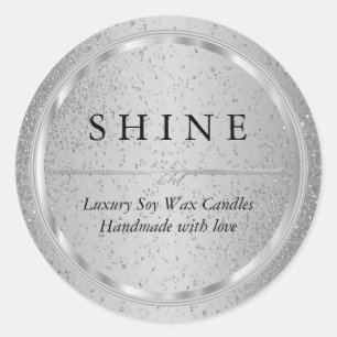 Pretty Metallic Silver and Silver Glitter Labels