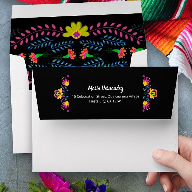 Pretty Mexican Fiesta Flowers Return Address Envelope (Invitation Envelopes .. from my Mexican Fiesta Party Quinceanera Collection 
)