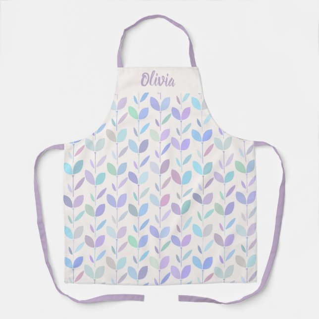 Pretty Mid Century Modern Leaf Pattern Apron (Front)