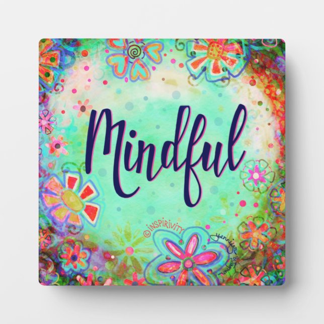 Pretty Mindful Floral Modern Easel Inspirivity Plaque (Front)
