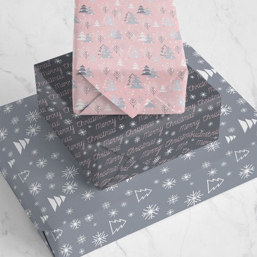 Pretty Minimal Christmas Holiday Pattern Wrapping Paper Sheets
