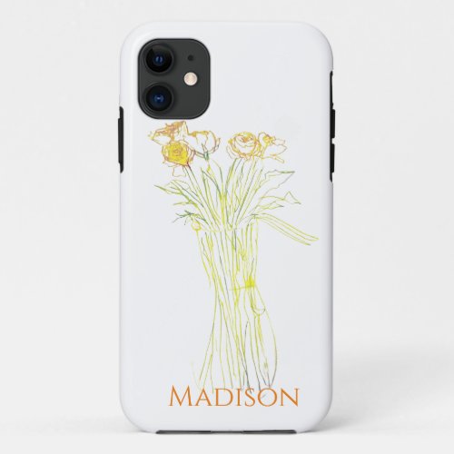 Pretty Minimal Modern Flower Outline For Women  iPhone 11 Case