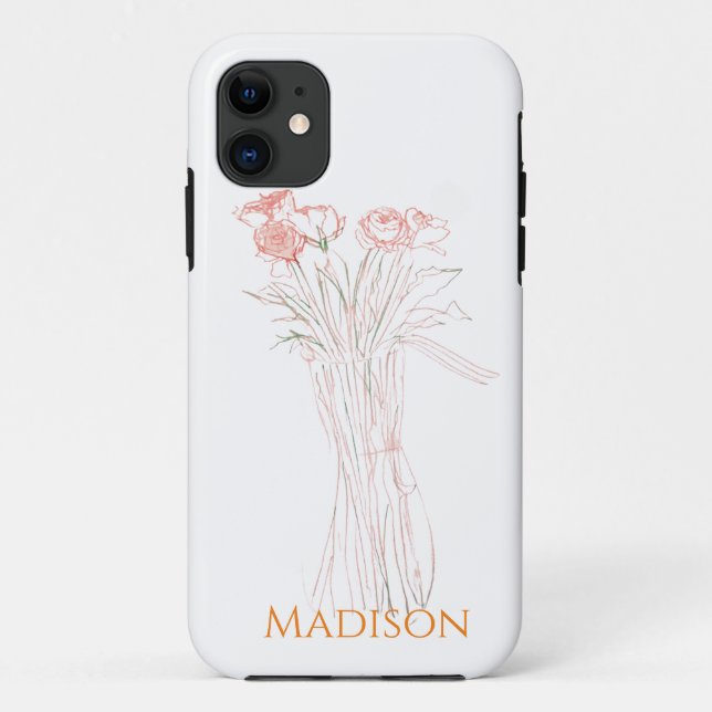 Pretty Minimal Modern Flower Outline For Women  Case-Mate iPhone Case (Back)
