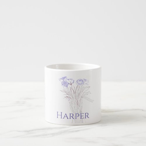 Pretty Minimal Modern Flower Outline For Women  Espresso Cup