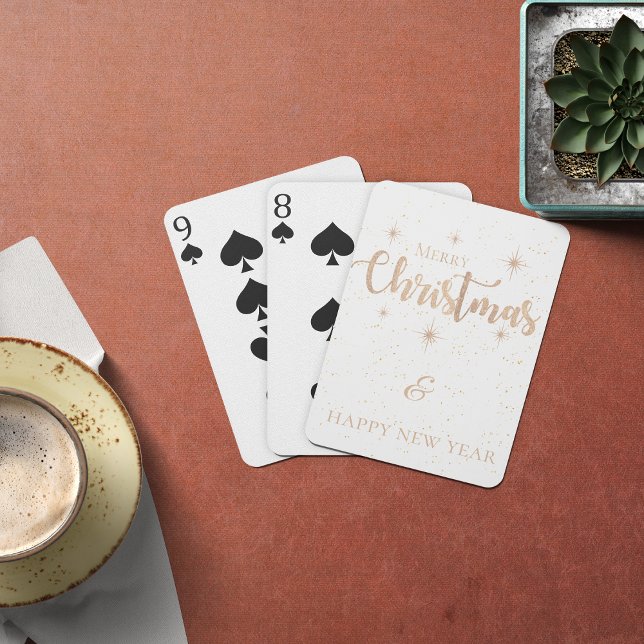Pretty Minimalist Merry Christmas & Happy New Year Poker Cards (Pretty Minimalist Merry Christmas & Happy New Year Playing Cards)