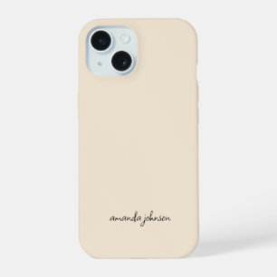 Pretty Minimalist Modern Monogram on Cream iPhone 15 Case