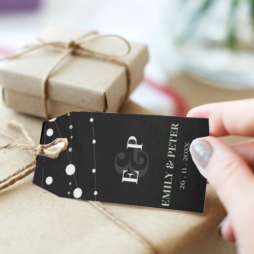 Pretty Minimalist Monogram Black White Wedding Gift Tags