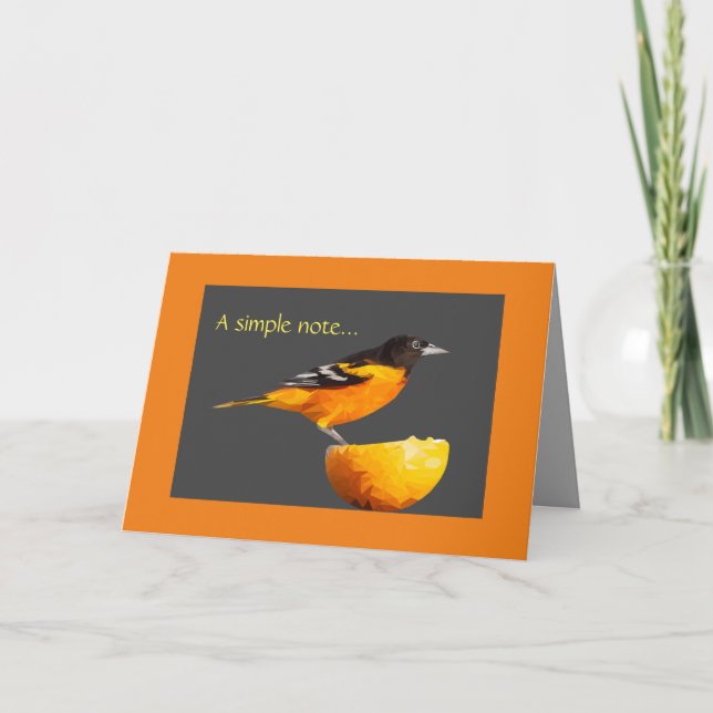 Pretty Minimalist Oriole Bird Greeting Card (Front)