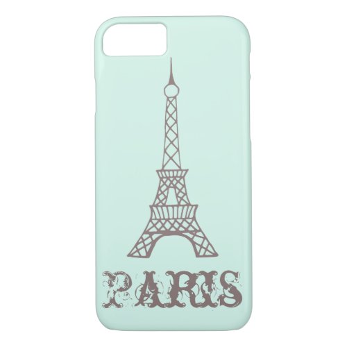 Pretty Mint Eiffel Tower iPhone 7 case