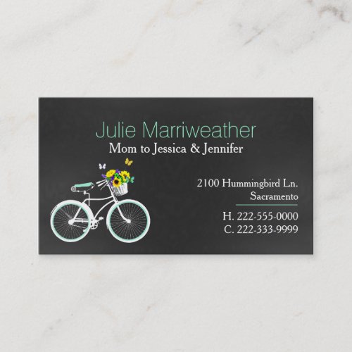 Pretty Mint Green Bicycle Custom Mommy Card
