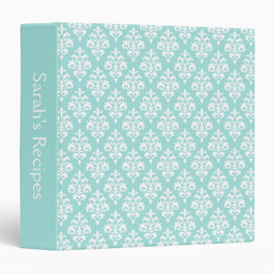 Pretty Mint Green Damask Pattern Binder