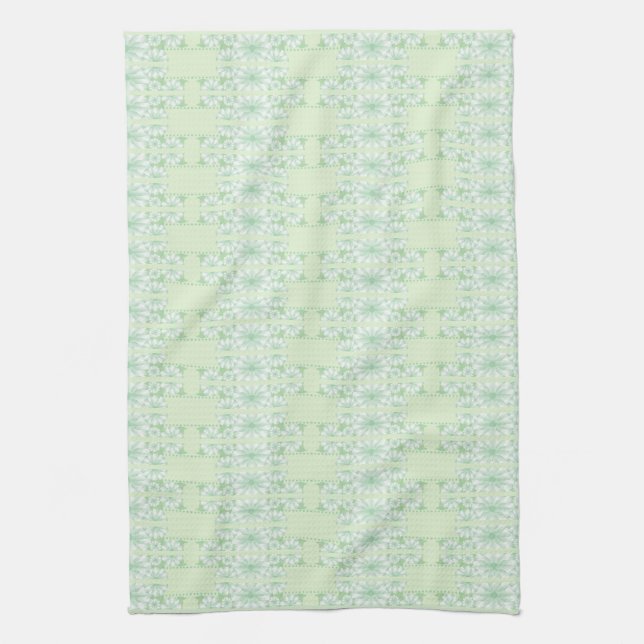 Pretty Mint Green Floral Tea-Towel Towel (Vertical)