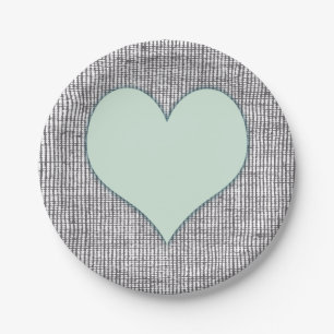 Pretty Mint Green Heart Garden Paper Plates