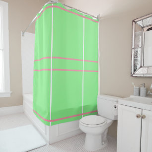 Pretty Mint Green Pink White Geometric Lines Shower Curtain
