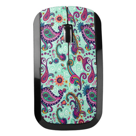 Pretty Mint Paisley Wireless Mouse (Front)
