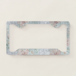 Pretty Mint Peach Blush Garden Floral License Plate Frame
