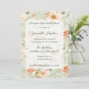 Pretty Mint Peach Floral Bridal Shower Invitation
