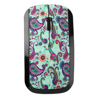 Pretty Mint Pink Paisley Bohemian Pattern Wireless Mouse