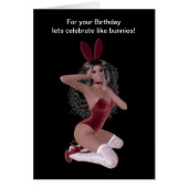 Pretty Miss Bunny in red lingerie white stockings (Front)